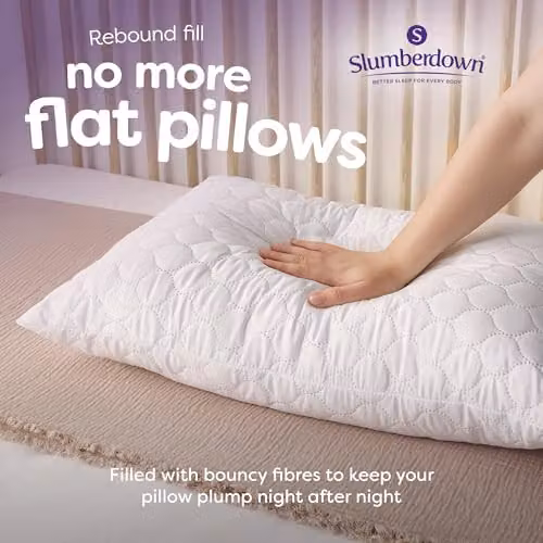 Slumberdown 2 Pack Sleep Soundly Rebound Firm Support Microfibre Pillows in White – 2