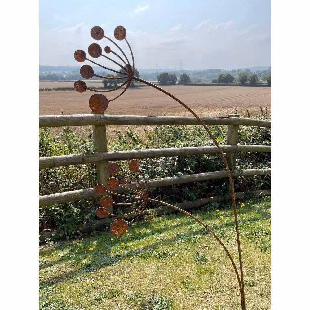 Poppyforge Cow Parsley Garden Art, Brown Metal Floral Sculpture, W: 37 cm, H: 133 cm – 3