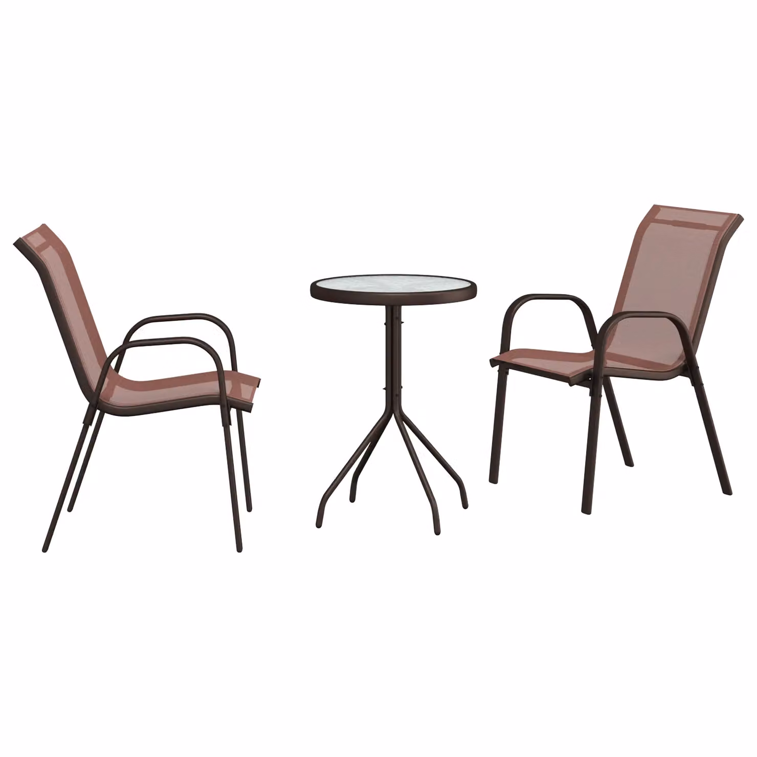 Berkfield Home 3 Piece Modern Garden Bistro Set in Brown Textilene and Steel – 2