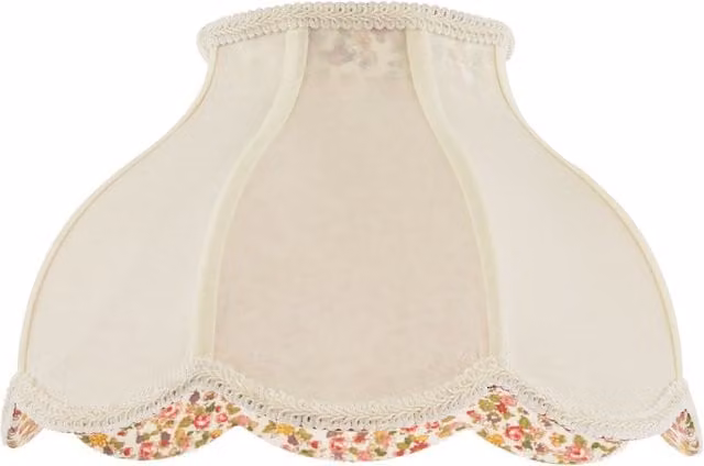Happy Homewares Cream Victorian Dome Lamp Shade with Scallop Edges and Multicolour Floral Inner Lining