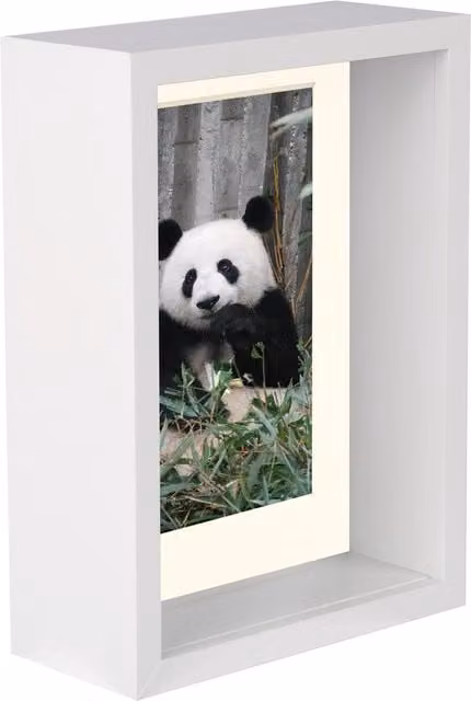 Nicola Spring White and Yellow Rectangular 3D Deep Box Single Photo Frame with Glass and Plastic Mount