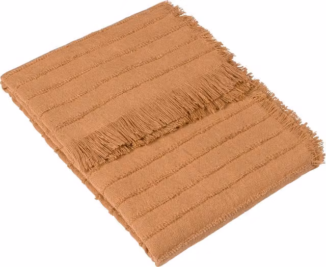 Hazie Woven Striped Fringed Throw in Brown
