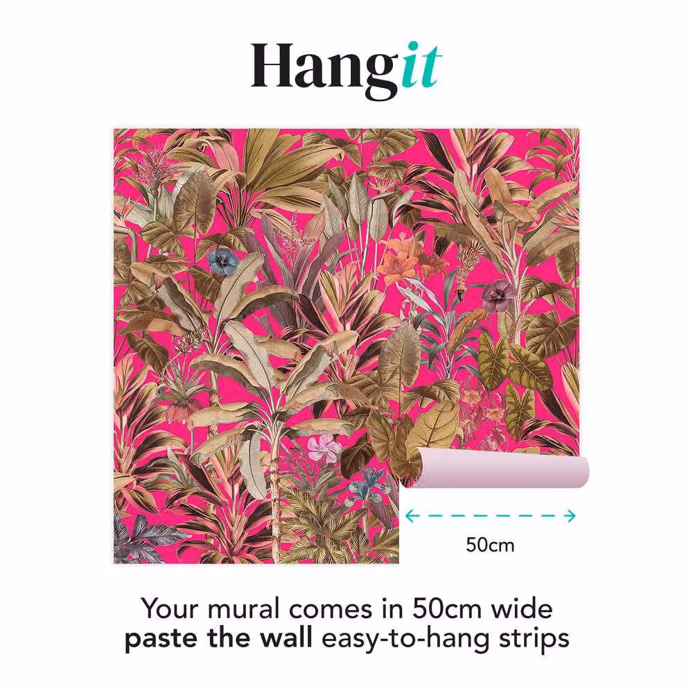 Superfresco Easy Funky Jungle Hot Pink Floral Wall Mural W: 300 cm, H: 280 cm – 2