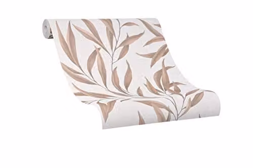Marburg Beige and Copper Floral Natur Botanical Wallpaper for your Bedroom or Living Room, W: 0.53 m x L: 10.05 m
