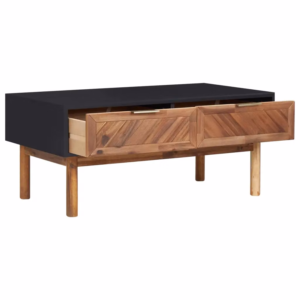 Berkfield Home Brown and Gold Acacia Wood Coffee Table, W/D/H: 90 x 50 x 40 cm – 2