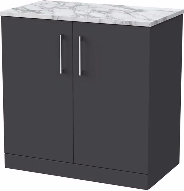 Balterley Pershall 2 Door Bathroom Vanity with Carrera Stone Top, Dark Grey, Width: 80 cm