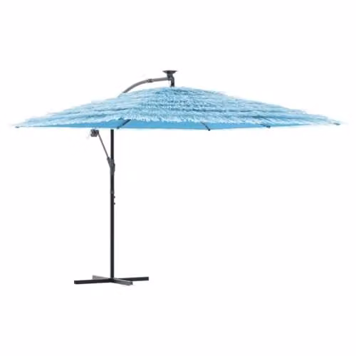vidaXL Garden Parasol with Steel Pole and Polyester Canopy, Blue, W/D/H: 290 x 290 x 238 cm – 1