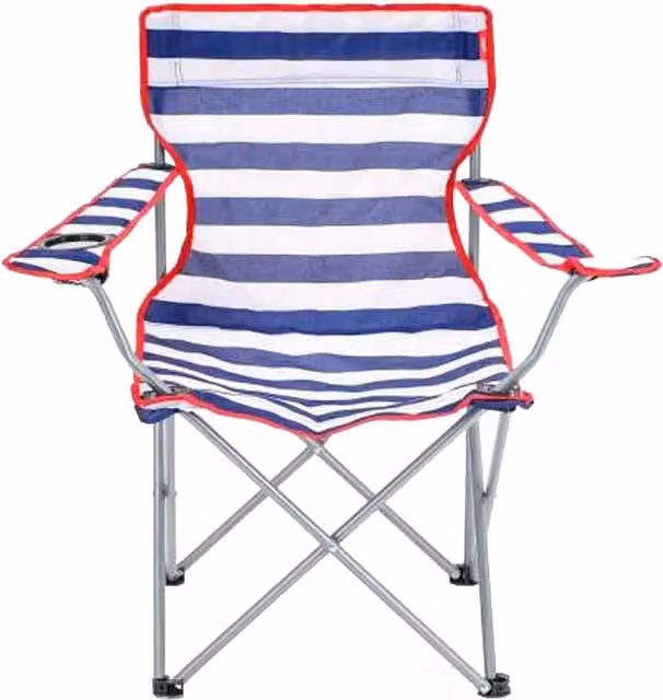 Storm Trading Group Striped Foldable Garden Camping Chair with Armrests in Red and Blue