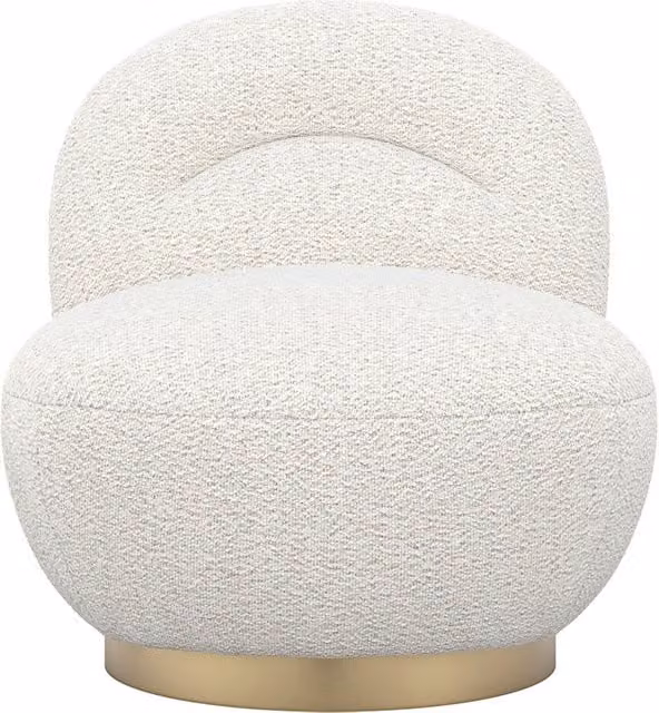 LPD Home Langham Modern Swivel Shell Chair in White Bouclé Fabric