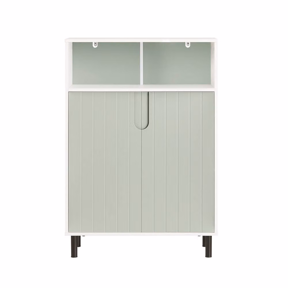 SoBuy Modern Green Bathroom Low Cabinet with 2 Hinged Doors and Internal Shelves – 2