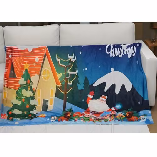 Gr8 Home Christmas Santa Fleece Blanket in Blue and Multicolour, W: 150 cm, D: 200 cm – 5