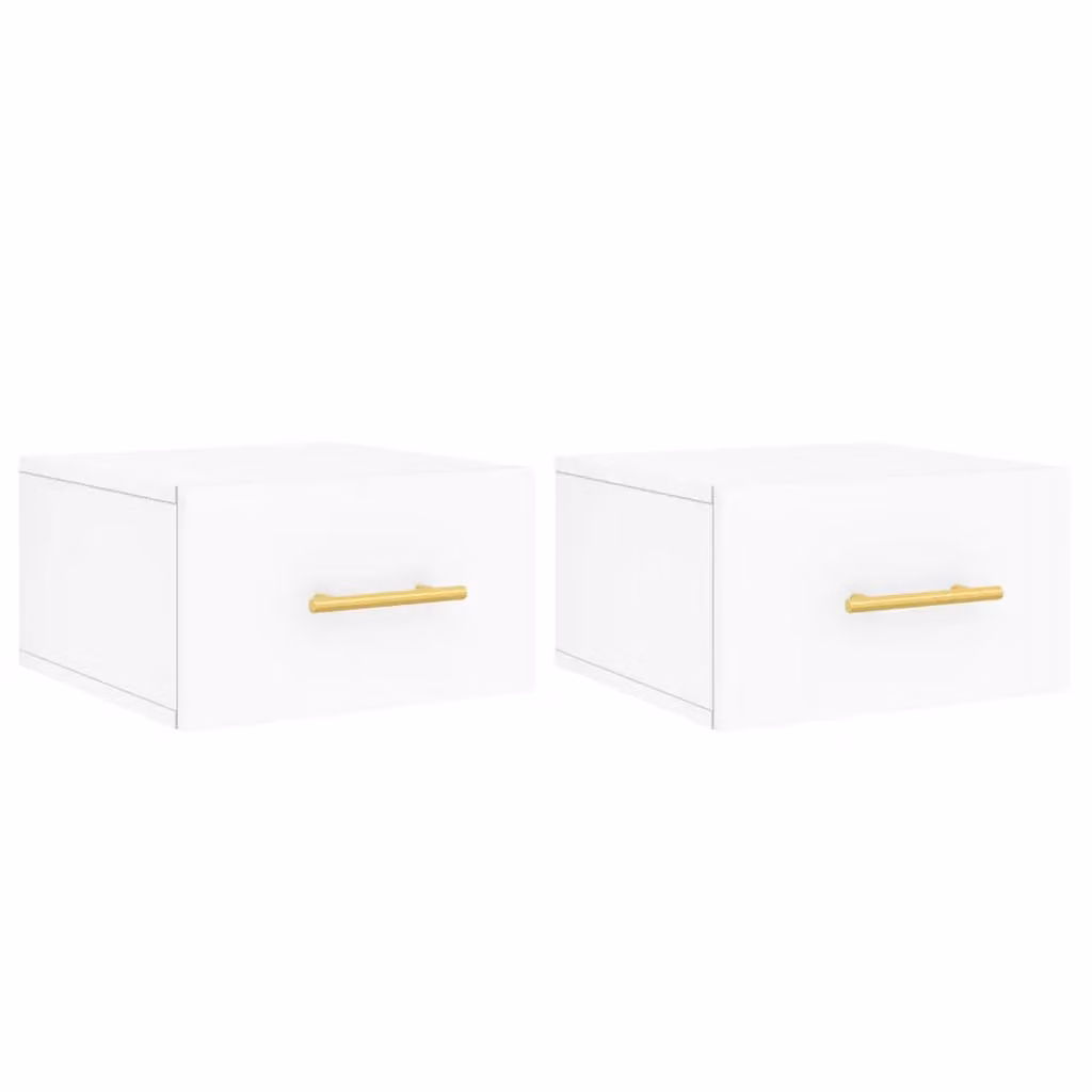Berkfield Home Wall-mounted Bedside Cabinets, 2 Pack, White, W/D/H: 35 x 35 x 20 cm – 2