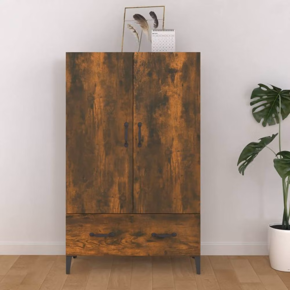 Berkfield Home Smoked Oak Highboard in Brown, W/D/H: 70 x 31 x 115 cm – 2