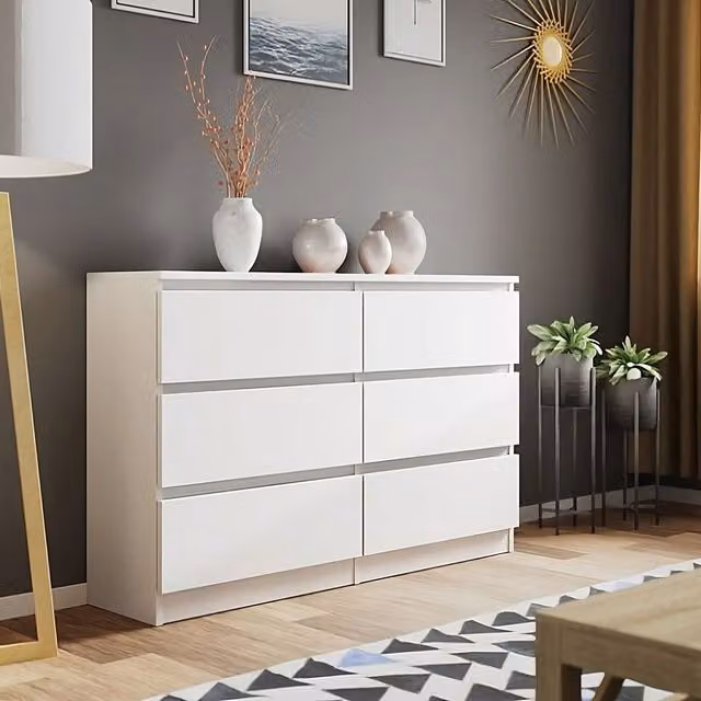 LUXURY LIFE Carlton Matt 6 Drawer Chest of Drawers in White – 1