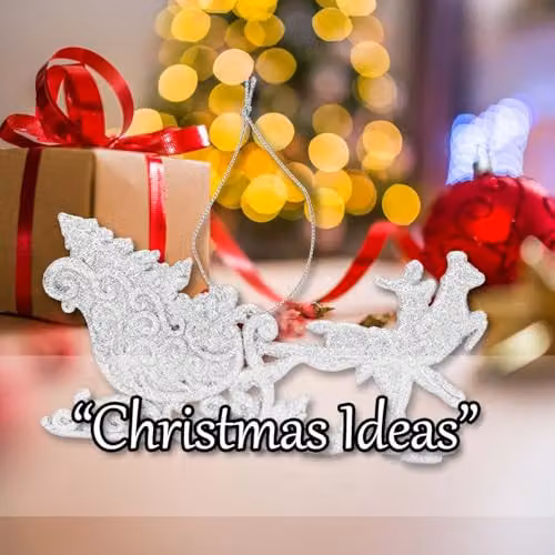 VFM e-Store Silver Hanging Reindeer and Sleigh Christmas Tree Ornament, W: 12.1 cm, H: 14.5 cm, D: 0.3 cm – 5