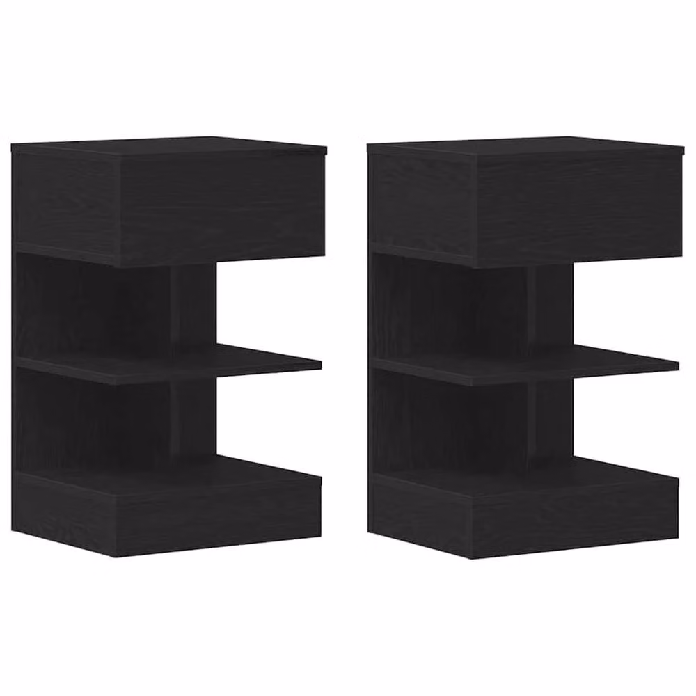 Berkfield Home Traditional Bedside Cabinet 2 Pack, Black Oak, W: 40 cm, D: 35 cm, H: 65 cm – 3
