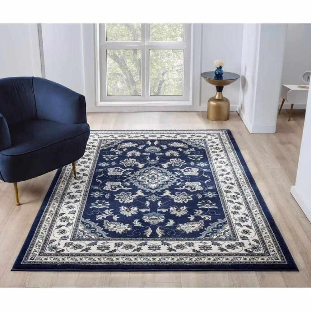 HMC Rug Collection Traditional Sherborne Heatset Rug in Navy, W: 120 cm, L: 170 cm – 2