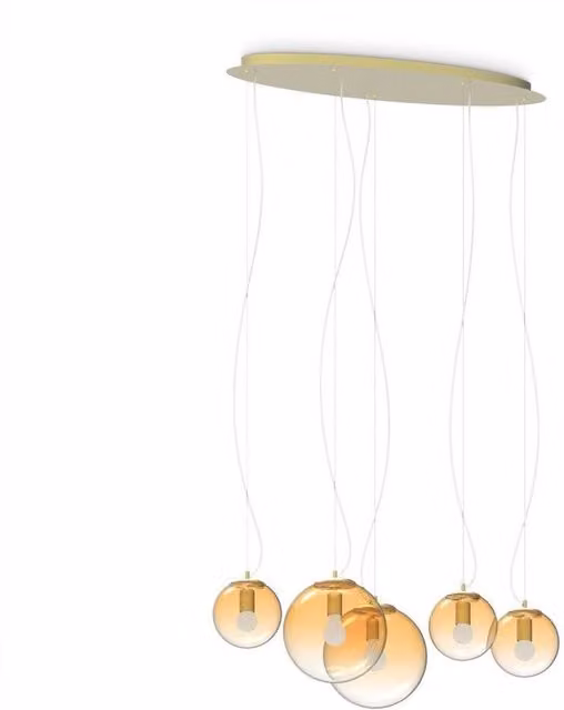 Netlighting Mapa 5 Light Cluster Pendant Ceiling Light in Amber and Transparent Glass