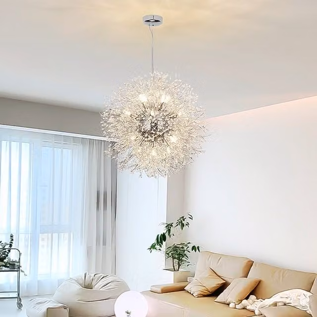 Lifeideas Firework-Shaped Crystal Chandelier in Chrome and Silver
