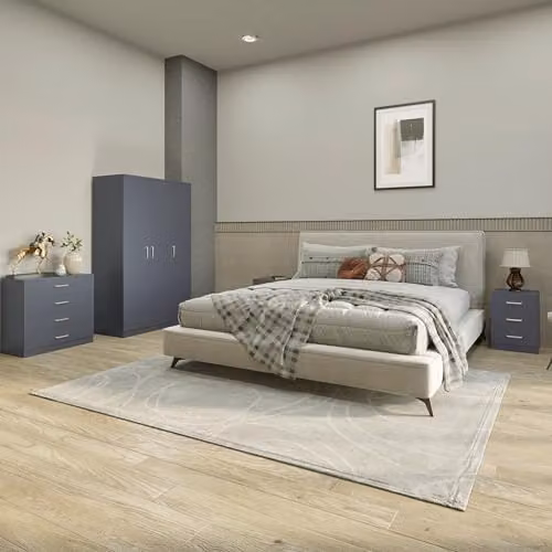 Seconique Dakota 3 Door Wardrobe Bedroom Set in Matt Dark Grey, H: 175 cm, W: 110 cm, D: 48 cm – 2