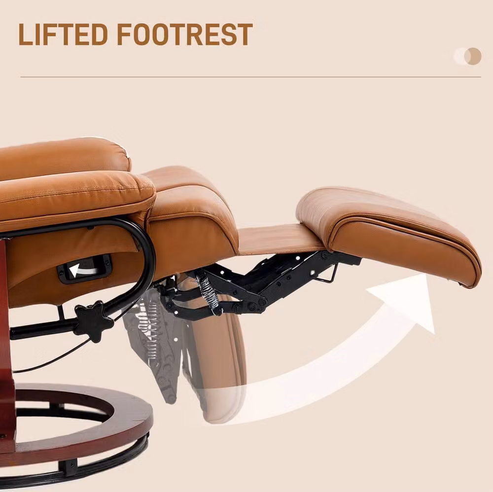 STILVORA Brown Faux Leather Manual Recliner Chair with 360 Degree Swivel and Metal Frame – 6