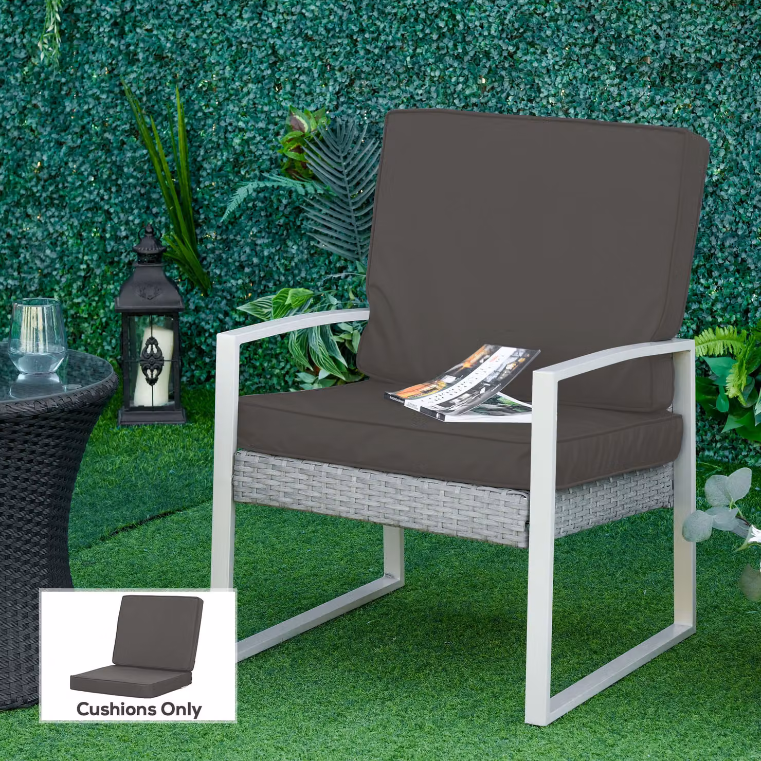 Outsunny Set of 2 Replacement Outdoor Seat and Back Cushions in Grey – 2