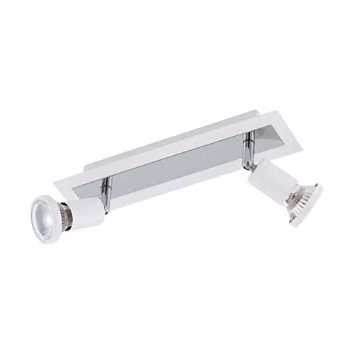 Loops Modern 2-Spot Wall and Ceiling Mounted Sconce in White and Chrome Metal with GU10 LED Compatibility