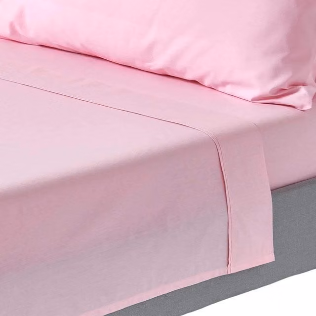 Homescapes 200 Thread Count Egyptian Cotton Percale Flat Sheet, Pink, W: 90 cm, L: 200 cm