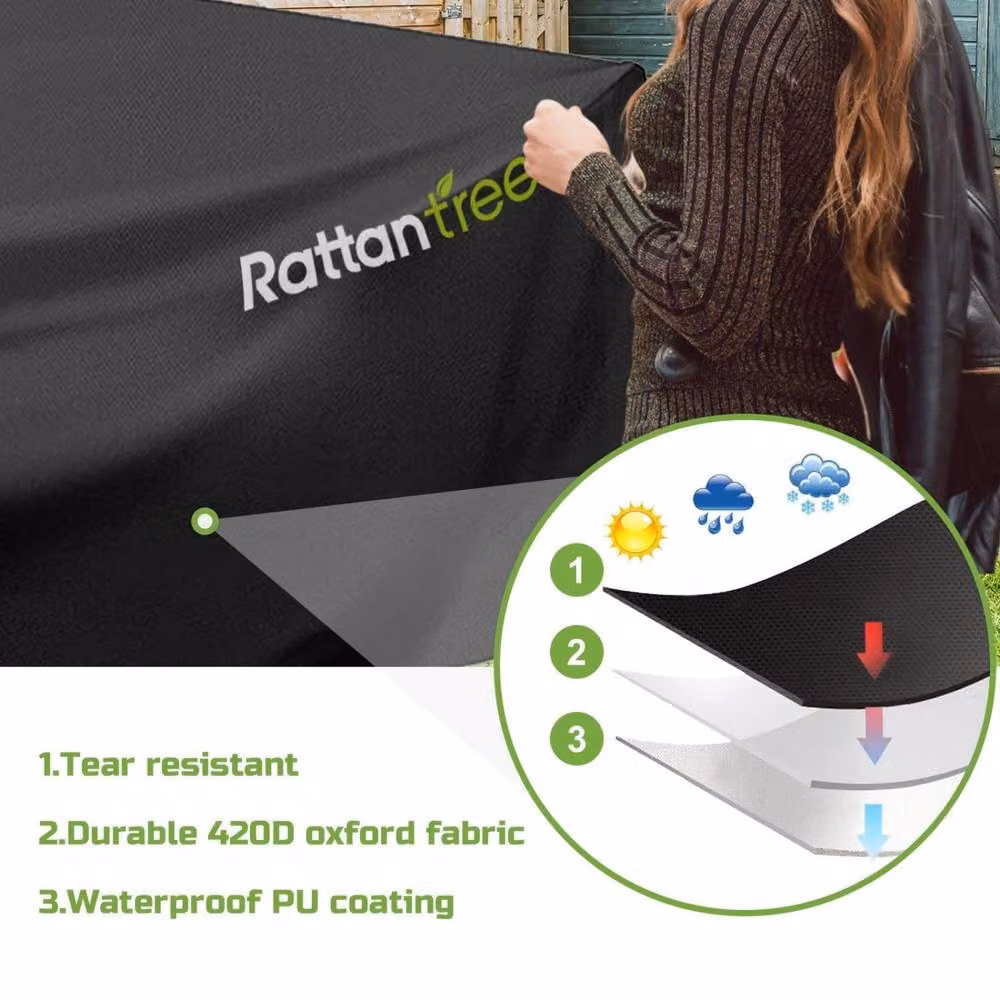 Gartistgo Waterproof Garden Furniture Cover in Black Oxford Fabric, W: 250 cm x D: 200 cm – 4