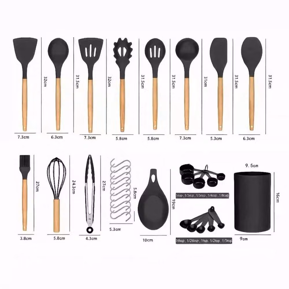 Havendro 38-Piece Silicone and Wood Kitchen Utensil Set in Black – 2