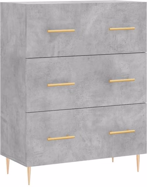Berkfield Home Sideboard in Concrete Grey, W/D/H: 69.5 x 34 x 90 cm