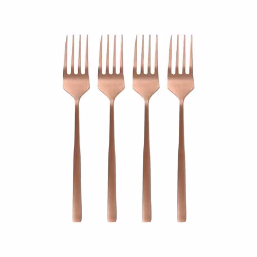 Argon Tableware Copper Coated Stainless Steel Cake Forks, Set of 4, 15cm – 1