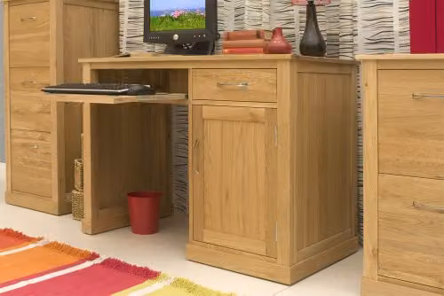 Baumhaus Oak Single Pedestal Computer Desk, Brown, W: 110 cm, D: 55 cm, H: 80 cm – 2