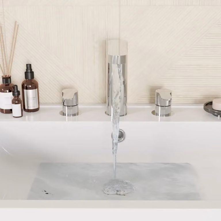 Balterley Pride Round Deck 3 Tap Hole Basin Mixer Tap with Pop Up Waste, Chrome Silver