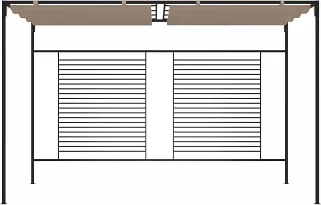 Berkfield Home Gazebo with Retractable Roof, Beige, W: 4.0 m, D: 3.0 m, H: 2.3 m