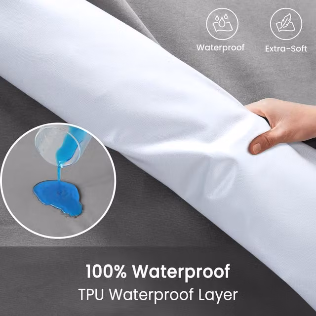 Cotton Passion Grey Waterproof and Breathable Cotton Fitted Sheet, W: 140 cm, L: 200 cm