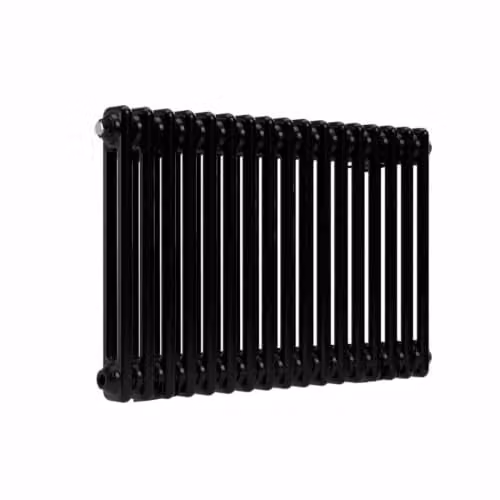 Lux Heat Black Horizontal 2 Column Traditional Steel Radiator, H 50 cm x W 78.5 cm