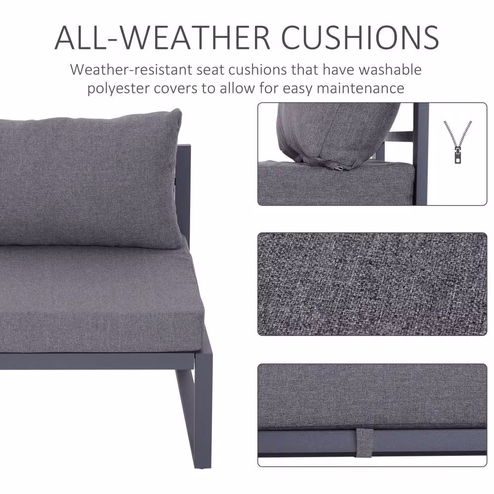 STILVORA 5-Seater Sofa with Aluminium Frame in Grey – 3