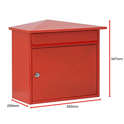 Burg-Wächter Mersey Large Red Galvanised Steel Wall Mounted Parcel Box – 3
