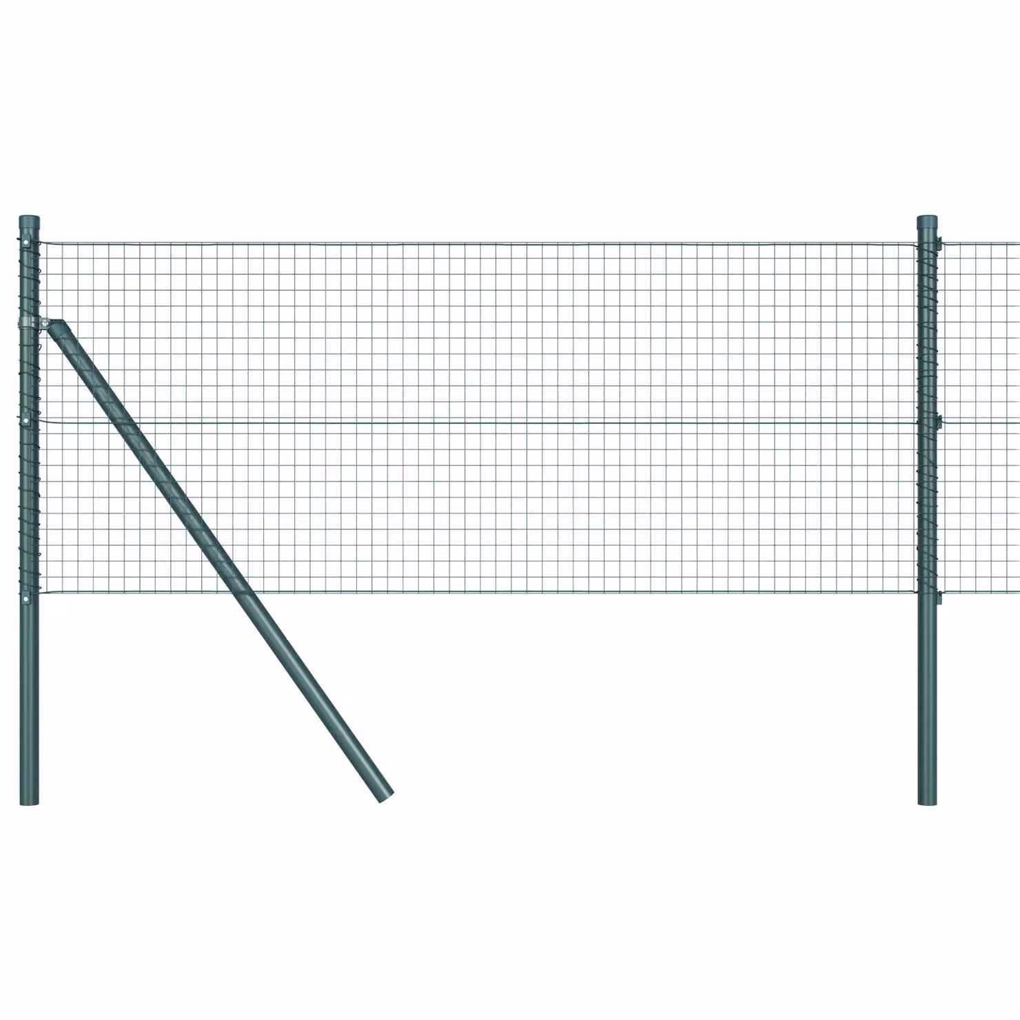 Berkfield Home Green Powder-Coated Steel Welded Wire Fence with 13 Round Posts, W: 0.6 m, L: 50 m – 2