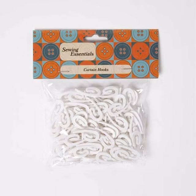Homescapes White Plastic Curtain Hooks, 30mm
