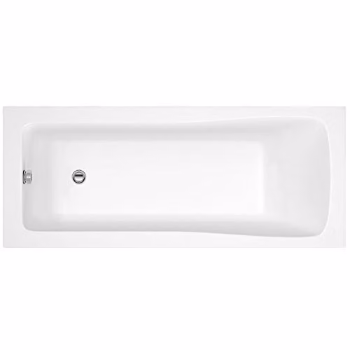 Hudson Reed BMON009 Classic Modern Rectangular Single Ended Shower Bath, White, W/D/H: 1700 x 750 x 400 mm