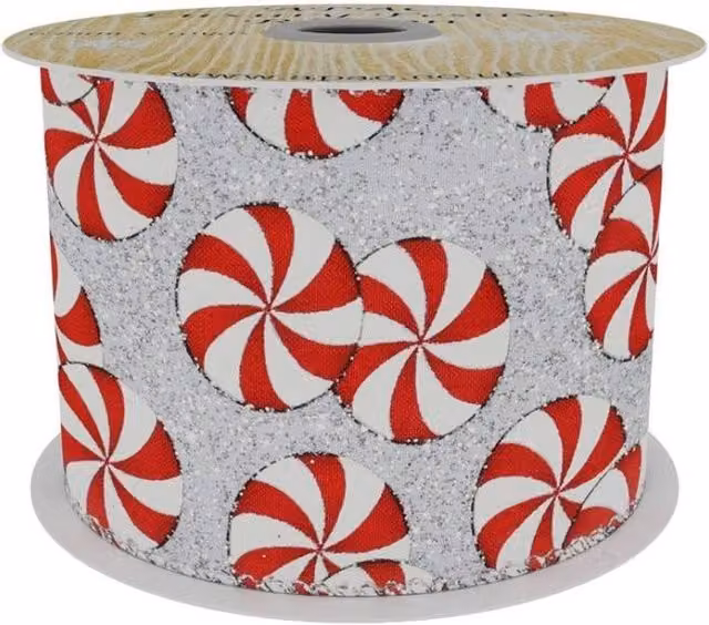 KDMD Silver Ribbon with Candy Circle Print, 9m