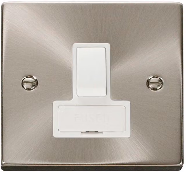 SE HOME Switched 13A Fused Connection Unit in Satin Brushed Chrome and White