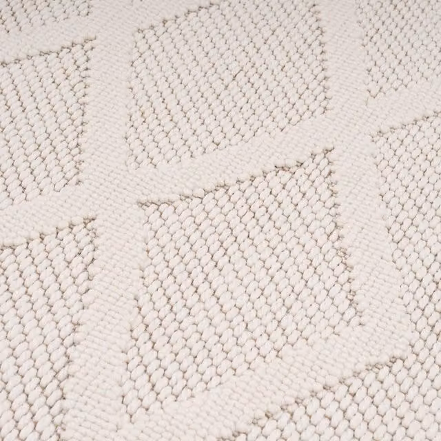 The Rug House Cream Trellis Looped Pile Area Rug in Snow, White, Width: 240 cm