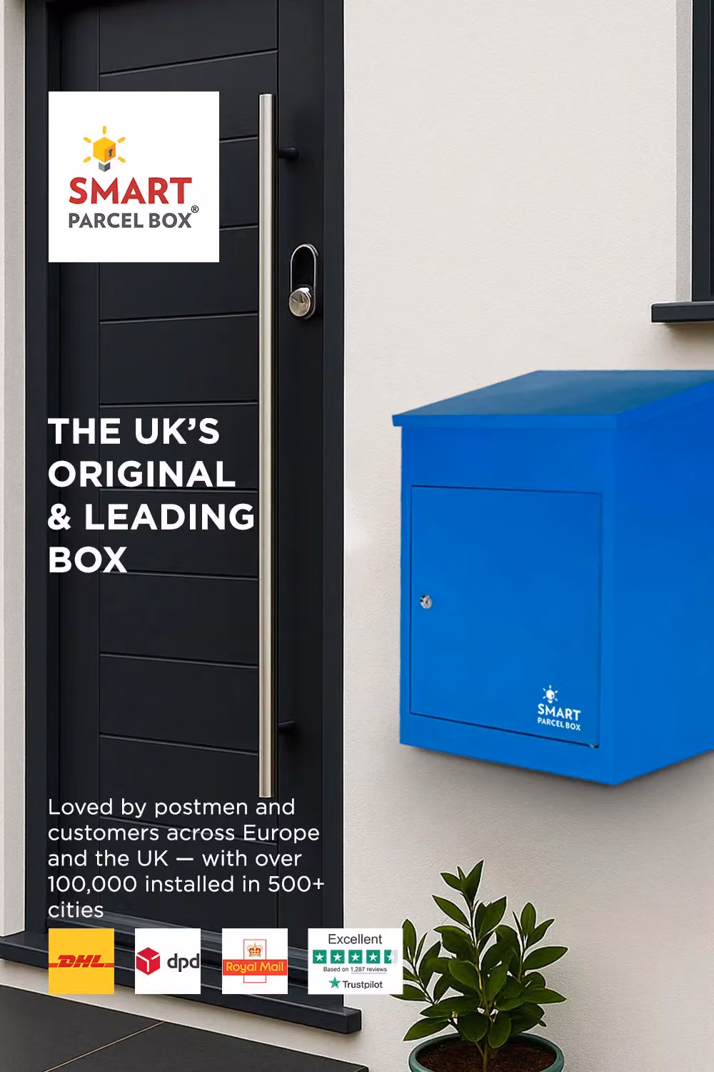 Homescapes Smart Parcel Box Medium Front Access Secure Delivery Box in Blue – 2