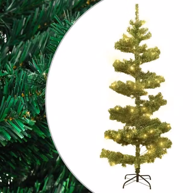 Berkfield Home Swirl Pre-lit LED Christmas Tree with Stand, Green, PVC, Height: 180 cm