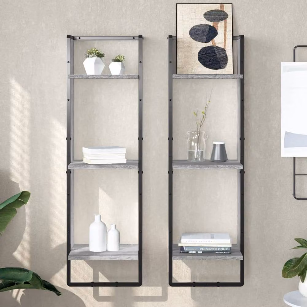 Berkfield Home 3-Tier Wall Mounted Shelf in Grey Sonoma, W/D/H: 30 x 25 x 100 cm – 2