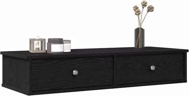 Berkfield Home Wall Shelf with Drawers in Black, W: 100 cm, D: 37.5 cm, H: 19 cm – 1