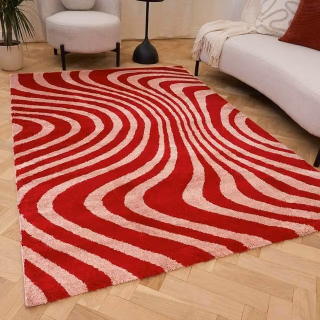 THE RUGS Joli Striped Soft and Dense Pile Pink Rectangular Rug, W: 120 cm, L: 170 cm – 1